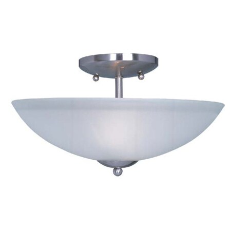 Maxim Two Light Satin Nickel Frosted Glass Bowl Semi-Flush Mount 10042FTSN
